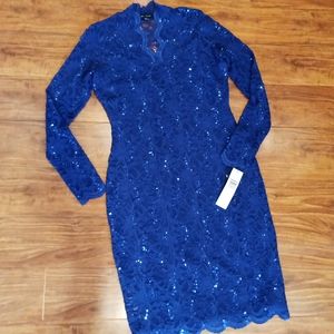 NWT Blu Sage Royal Blue Lace and Sequins Dress, 6
